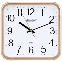 Compas 康巴絲 掛鐘客廳 創意簡約方形鐘表石英鐘表掛墻時鐘 2548 金色