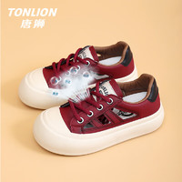 唐狮（TonLion）女鞋春夏季鞋子女厚底板鞋女款镂空透气洞洞鞋女士凉鞋 红色 37 37码