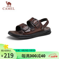 骆驼（CAMEL）男商务休闲牛皮舒适两穿凉鞋 G14M263641 棕色 42