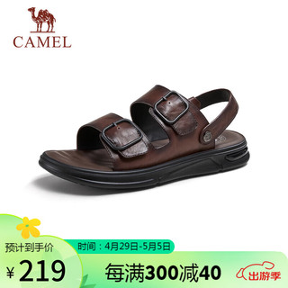 骆驼（CAMEL）男商务休闲牛皮舒适两穿凉鞋 G14M263641 棕色 42