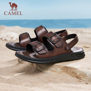 骆驼（CAMEL）男商务休闲牛皮舒适两穿凉鞋 G14M263641 棕色 42