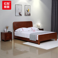 红心 现代中式家具卧室床木床1.5米双人床实木床2000*1500mm