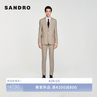 SANDRO2024春夏男装法式商务通勤纯色合体西装外套SHPVE00927 72/灰褐色 44