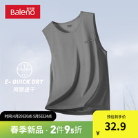 班尼路美式字母印花背心男透气休闲冰丝网眼篮球跨栏运动上衣服汗衫 【网眼面料】-灰#MBE条标X M