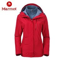 Marmot/土拨鼠防风防水冬户外女士抓绒三合一外套上衣冲锋衣