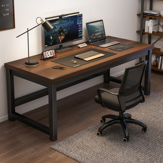 润钢电脑桌 台式书桌 现代简约办公桌 家用学习桌 简易写字桌 黑橡木色单桌80*50*74