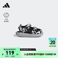 adidas 阿迪达斯 WATER SANDAL休闲速干魔术贴包头凉鞋婴童阿迪达斯轻运动 黑/白 21(120mm)