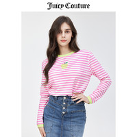 Juicy Couture 橘滋 T恤女夏季新款多巴胺穿搭美式条纹撞色长袖上衣