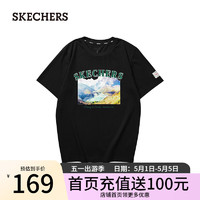 斯凯奇（Skechers）雅钻系列中性针织短袖T恤衫L124U132 碳黑/0018 XS