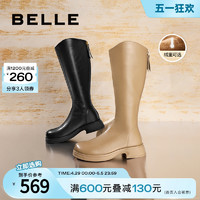 BeLLE 百丽 女靴显瘦弹力靴女2023冬季新款靴子加绒长筒靴骑士靴A2J1DDG3