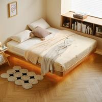 QuanU 全友 床北欧风实木榻榻米床带灯悬浮窄边床小户型卧室家具双人床DW8032
