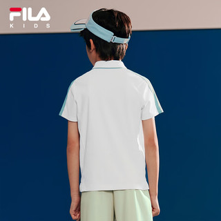 FILA斐乐儿童童装2024夏季中大童男童POLO领短袖T恤夏装上衣 标准白-WT 105cm