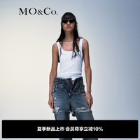 MO&Co.Reebok联名系列2024夏可拆胸托U领背心吊带MBD2VET017 本白色 XS/155