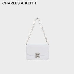 CHARLES & KEITH CHARLES&KEITH纯色质感方扣链条单肩小方包包女包女士CK2-80782030 White白色 S