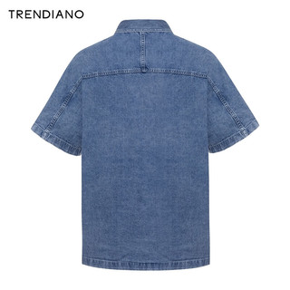 TRENDIANO牛仔外搭短袖衬衣2024年夏季T恤上衣轻奢潮牌舒适 浅蓝 M