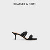 CHARLES & KEITH CHARLES&KEITH春夏女鞋SL1-61900016串珠一字方头高跟凉拖鞋女