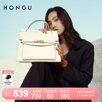 HONGU 红谷 包包女新款牛皮单肩斜挎包时尚高级感凯莉包休闲手提女士包