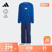 adidas 阿迪达斯 轻运动米奇联名男小童儿童圆领长袖套装IT8782 皇家蓝/深蓝 110CM