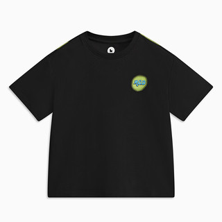 MQD童装男童宽松短袖T恤24夏装儿童立体印花T恤 黑色 110cm