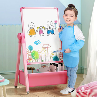 正灿儿童画板婴儿画架磁性小黑板支架式画画板家用白板可擦写字涂鸦板 E款粉-标准礼包【适合5-12岁】