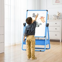 REDS儿童画板支架式可擦磁性小黑板宝宝家用白板免安装写字画画板 70*50CM蓝色U型写字板+大礼包