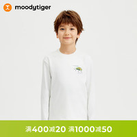moodytiger 儿童长袖T恤24年春季男童宽松弹力圆领排汗运动衫