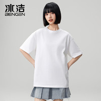 BENGEN 冰洁 圆领T恤男女同款纯棉基础美式休闲重磅短袖白t上衣 白色 XL