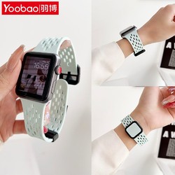 Yoobao 羽博 适用苹果iWatchS9透气孔表带AppleUltra2磁吸腕带SE运动8硅胶