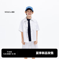 little MO&Co.little moco童装24夏装男童简约百搭短袖衬衫衬衣KBD2SHT001 牛仔白色 110/56