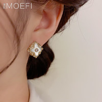 MOEFI 茉妃 s925银针法式独特气质轻奢贝母菱形耳钉女甜美感时尚耳环 贝母菱形耳钉-金色