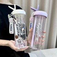 米琪罗 夏季水杯2024新款女生ins吸管便携大容量耐高温学生杯子