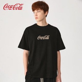 Fanta 芬达 可口可乐（Coca-Cola）冰感短袖t恤男2024夏季纯棉半袖情侣打底衫夏装 星尘黑 (L)
