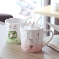 创意可爱陶瓷杯带盖勺个性家用杯子潮流水杯牛奶马克杯早餐咖啡杯