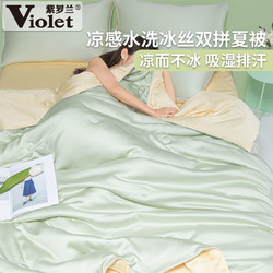 Violet 紫罗兰 凉感水洗冰丝双拼夏凉被四件套学生宿舍简约夏被家用空调被