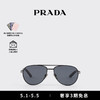 PRADA/普拉达男士标志性金属饰牌太阳眼镜墨镜 黑色偏光镜片