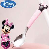 Disney 迪士尼 母婴 儿童勺子辅食训练勺不锈钢勺子宝宝学吃饭训练3D米妮DM2386