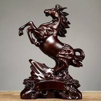 米囹 黑檀木雕马到成功摆件十二生肖马