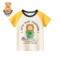 TEDDY ISLAND 泰迪爱兰 男女童短袖T恤 黄袖狮子 110cm