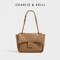 CHARLIE&KELLI CK品牌包包女包2024新款母亲节礼物小香风菱格大容量链条包 软糯棕