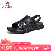 骆驼（CAMEL）舒软牛皮凉拖两穿缓震休闲商务凉鞋男士 G14M211614 黑色 39