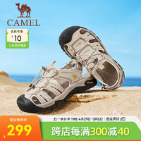 骆驼（CAMEL）2024夏季休闲凉鞋户外沙滩镂空透气免系鞋 G24M307627 米色女 38