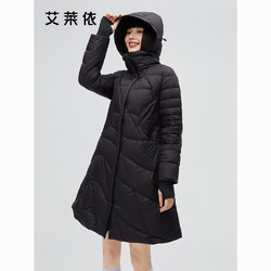 ERAL 艾莱依 羽绒服女冬季时尚商场同款连帽简约中长款保暖修身外套