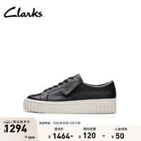 Clarks 其乐 街头系列女鞋24休闲小白鞋白色板鞋饼干鞋单鞋女 黑色 261764364 35.5