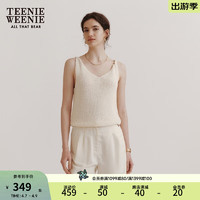 Teenie Weenie小熊女装2024夏装扭结毛衣V领吊带背心内搭白色 象牙白 160/S