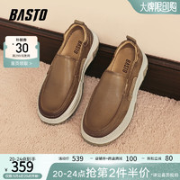 BASTO 百思图 新款商场同款时尚乐福鞋厚底男休闲鞋X3061CM3 棕色 43