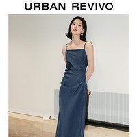 URBAN REVIVO 夏季女吊带牛仔连衣裙 UWG840144 蓝色 L