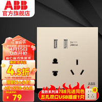 ABB 盈致系列 金色 无边框 五孔带双USB插座