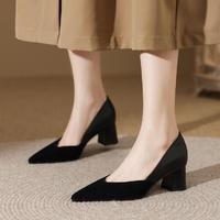 B5 BY BLOCCO5 羊反绒2024年春季新款欧美时尚时装鞋粗跟高跟鞋一脚蹬女单鞋