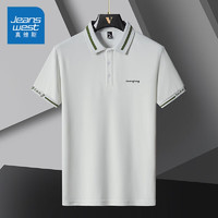 JEANSWEST 真维斯 短袖POLO衫男2024夏季新款时尚潮流体恤男士百搭翻领薄款青年上衣 B423-PL55白色 L