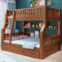 临稚全实木双层上下床多功能高低床两层上下铺木床大人双人儿童子母床 爬梯款 上铺宽1.0米下铺宽1.2米